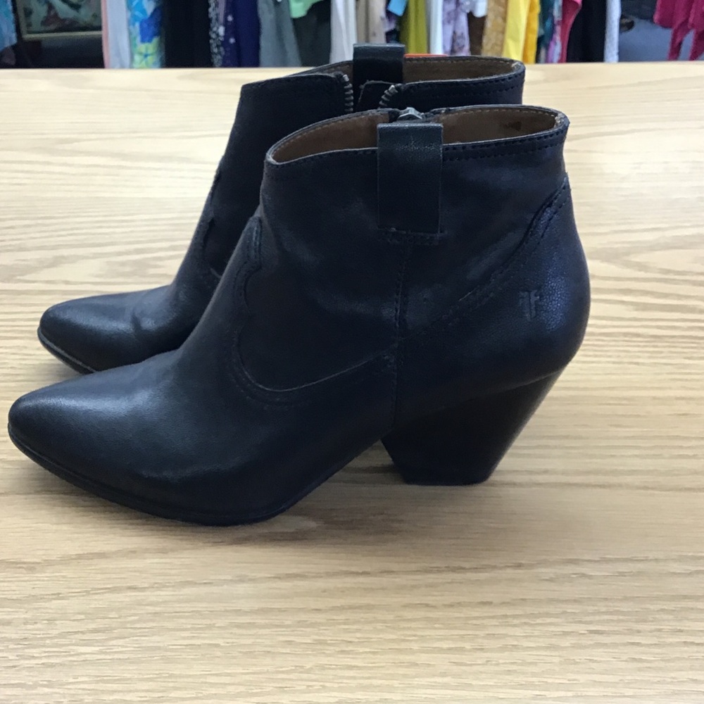 SOLD - Frye Black Leather Ankle Booties